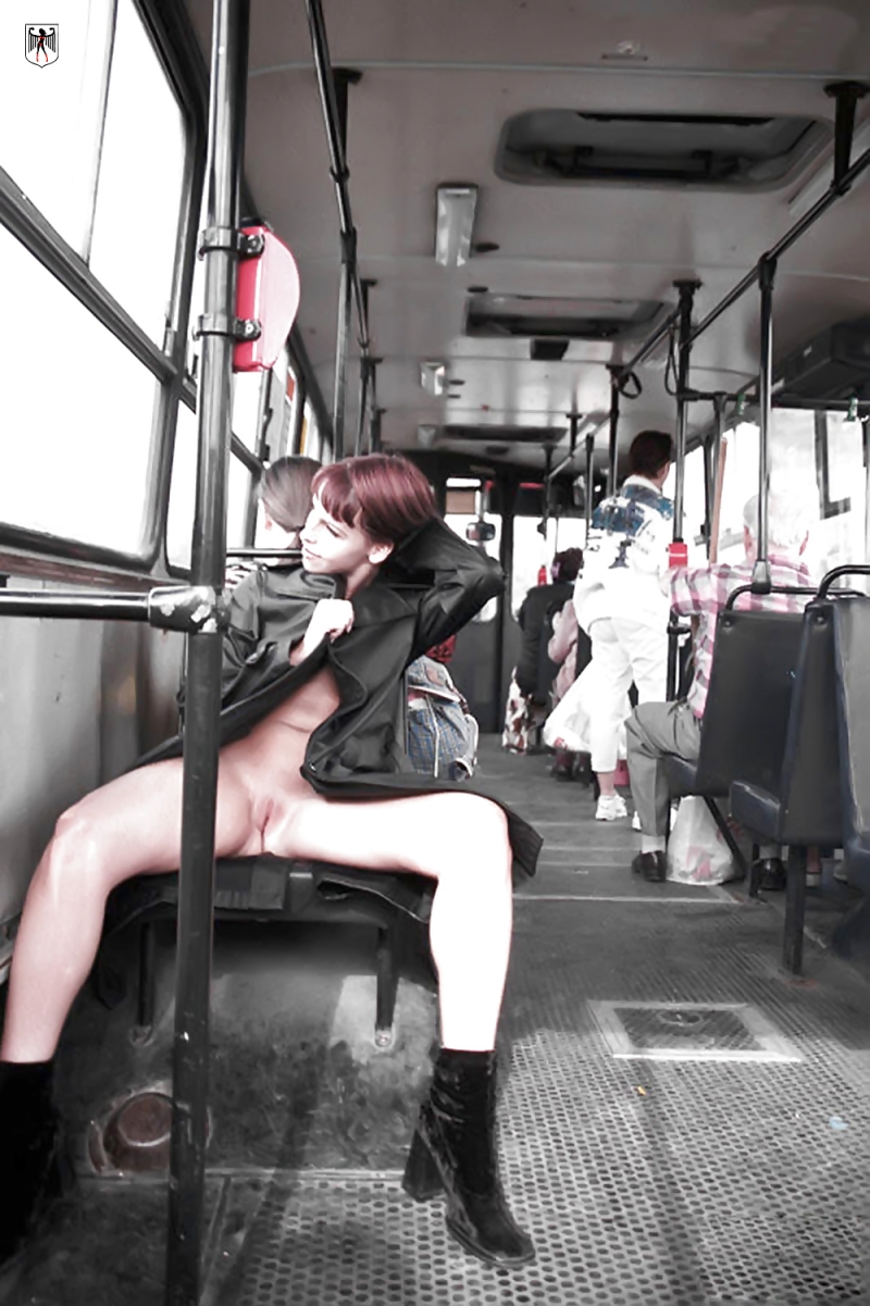 Girls without panties in transport