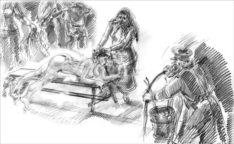 Erotic flogging of girls with rods