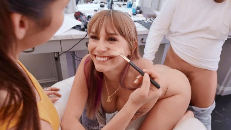 Pornstar in the dressing room