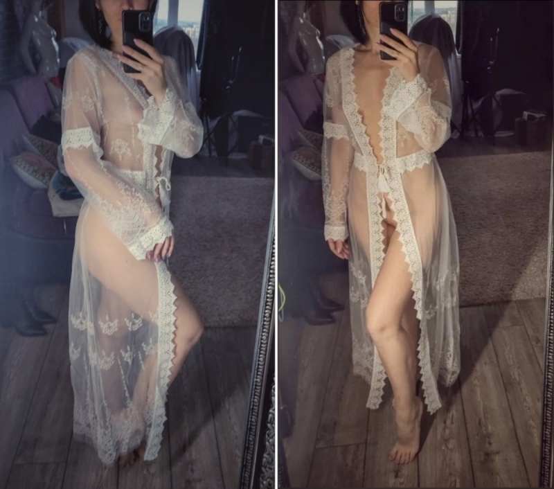 Trying on the linen
