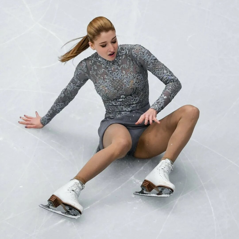 Skater Maria Sotskova in a swimsuit