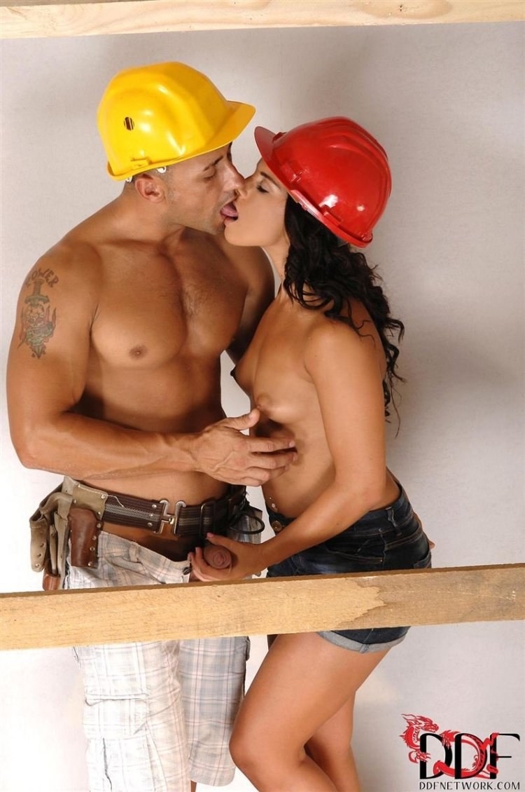 Erotic girls at a construction site
