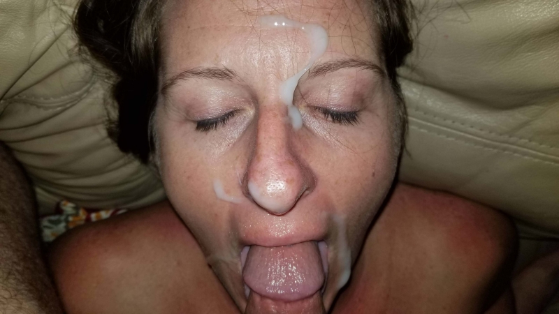 Cum on amateur face
