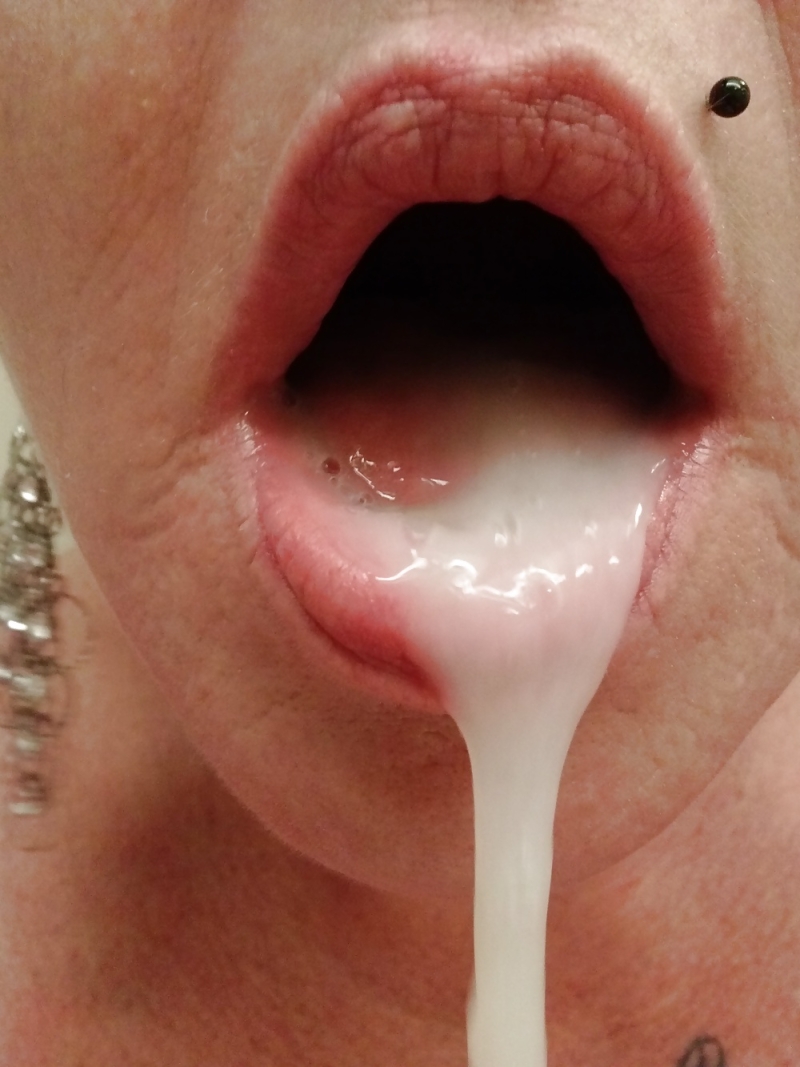 Cumshot on lips close -up