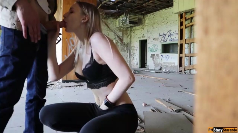 The girl sucked on an abandon