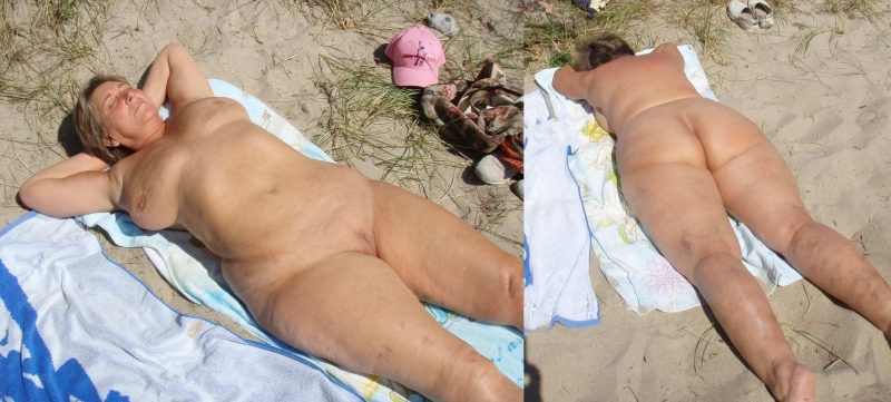 Fat naked sunbathing